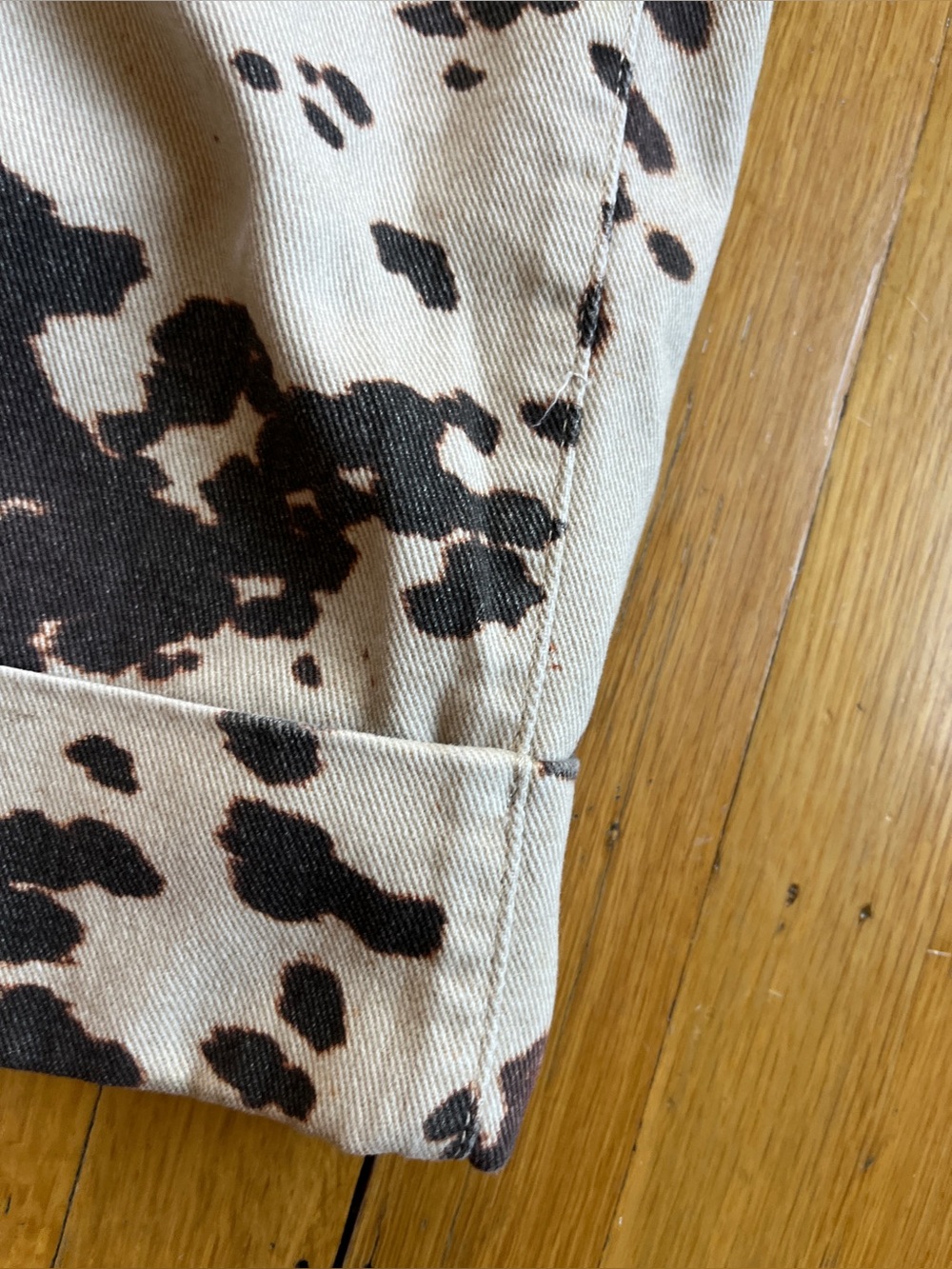 Pilcro wide leg animal splatter print brown cream jeans pleated JNCO 27 4 Y2K - Picture 7 of 13